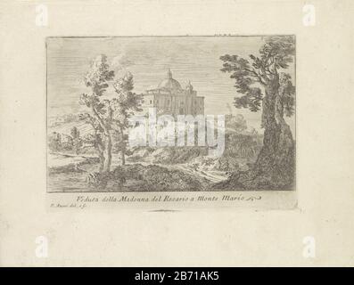 Landschap met de Chiesa della Madonna del Rosario op de Monte Mario Veduta della Madonna del Rosario al Monte Mario (titel op Object) Varie Vedute (seriettel) Paesaggio con la Chiesa della Madonna del Rosario sul Monte Mario a Roma. Tra le prestazioni del titolo. Numerato a destra: 3. Produttore : tipografia: Paolo Trapanesi (indicato sull'oggetto), al suo disegno: Paolo Anesi (indicato sull'oggetto) Luogo di produzione: Roma Data: 1725 caratteristiche Fisiche: Materiale di incisione: Tecnica della carta: Dimensioni di incisione: Bordo della lastra: H 134 mm × b 191 mmToelichVARTingPrent 3 dalla serie: IE Vedu Foto Stock