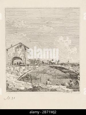 Landschap met wagen op brug Gezichten op bestaande en verzonnen plaatsen (seriettel) Vedute altre prese da i Luoghi altre ideate da Antonio Canal (seriettel) Landschap met een brug over een rivier. Over de brug gaat een wagen die wordt getrokken porta ossen. Op de voorgrond mannen in een boot. Produttore : produttore : Canaletto (vermeld op object)naar eigen ontwerp van: Canalettooppogragen aan: Joseph SmithPlats fabbricante: × datazione: 1707 - 1768 kenmerken Fisico: ETS Materiale: Papier Techniek: Etsen dimensioni: Plaatrand: H 143 mm Venetië b 126 mmToelichtingOriginevormberg 32 Foto Stock