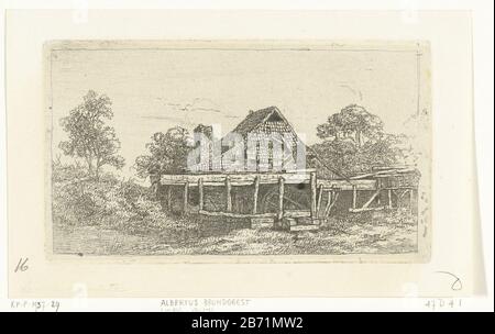 Landschap met watermolen Landscape with water Mill tipo di proprietà: Picture numero articolo: RP-P-1937-29 Iscrizioni / marchi: Collector's mark, vero, stampato: Lugt 2760 collector's mark , vero, stampato: Lugt 2228 Produttore : stampatore Albertus BrongeestPlats prodotto: Netherlands Data: 1796 - 1849 caratteristiche Fisiche: Etching on chine collé Materiale: Carta collé chine Tecnica: Dimensioni attacco: Bordo lastra: H 90 mm × W 155 mm Oggetto: Mulino ad acqua Foto Stock