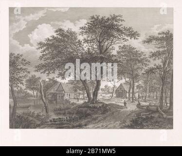 Landschap met watermolen Landscape with water Mill tipo di proprietà: Picture numero articolo: RP-P-1904-2912 Iscrizioni / marchi: Collector's mark, vero, stampato: Lugt 2228 Produttore : stampatore Abraham Vinkeles (edificio elencato) stampatore: Reinier Vinkeles (i) ( indicato sull'oggetto) a dipingere di: Meindert Hobbema (indicato sull'oggetto) Data: 1800 - 1864 caratteristiche Fisiche: Incisione e engra materiale: Carta Tecnica: Incisione / engra (processo di stampa) Misure: Bordo lastra: H 318 mm × W 393 mm Oggetto: Mulino ad acqua in paesaggio Foto Stock