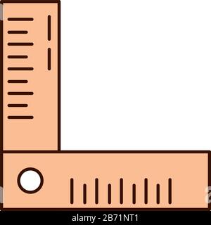 il righello di allineamento quadrato di scuola fornisce la linea di illustrazione del vettore e l'icona di stile di riempimento Illustrazione Vettoriale