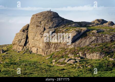 Late Sun On Haytor Rocks, Dartmoor, Devon, Regno Unito Foto Stock