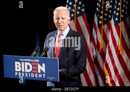 Wilmington, U.S. 12th Mar, 2020. 12 marzo 2020 - Wilmington, DE, Stati Uniti: Ex Vice President Joe Biden (D) parlando del Coronavirus e la risposta ad esso all'Hotel Du Pont a Wilmington, DE. (Foto Di Michael Brochstein/Sipa Usa) Credit: Sipa Usa/Alamy Live News Foto Stock