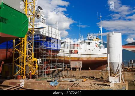 Cantiere Nel Distretto Di Skansen, Città Di Tromso, Contea Di Troms, Norvegia, Scandinavia Foto Stock