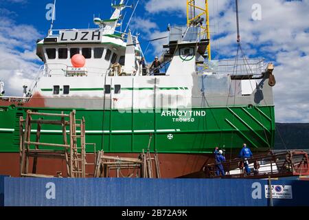 Cantiere Nel Distretto Di Skansen, Città Di Tromso, Contea Di Troms, Norvegia, Scandinavia Foto Stock