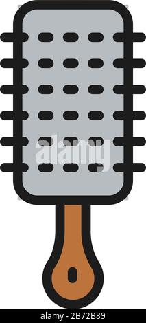 Spazzola massaggiante, icona a linea piatta del pettine. Illustrazione Vettoriale