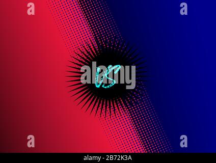 Rispetto al blu e al rosso dello schermo con effetto halftone. Vs lotta sfondo per la battaglia nel gioco. Illustrazione vettoriale Illustrazione Vettoriale