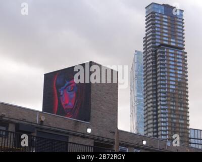 Straordinari graffiti a Shorditch attirano turisti a Londra, Regno Unito Foto Stock