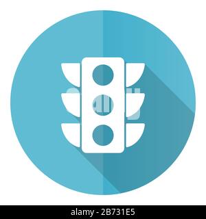 Semafori blu rotondo disegno piano vettoriale icona isolato su sfondo bianco Illustrazione Vettoriale