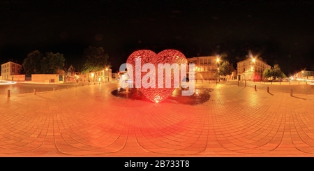 Visualizzazione panoramica a 360 gradi di Il Cuore di Troyes, di notte