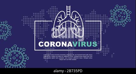 informazioni banner corona virus 2019-nCoV. Coronavirus respiratorio patogeno cinese. Influenza e malattie polmonari che si diffondono nel mondo. Pericoloso ncov Illustrazione Vettoriale