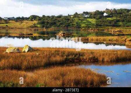 Lago di Derravonniff sulla Wild Atlantic Way in Irlanda Foto Stock