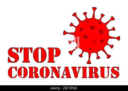 Stop Corona Virus Text. Epidemia Di Coronavirus In Cina. Attenzione Corona-virus. Rischio Per La Salute Pubblica. La lotta contro il coronavirus. Nessuna Infezione E Stop Illustrazione Vettoriale