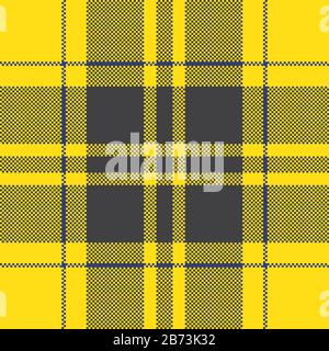 Disegno del vettore di sfondo dei pixel. Plaid moderno e senza cuciture. Tessuto a trama quadrata. Tessile scozzese tartan. Colore bellezza madras ornamento. Illustrazione Vettoriale