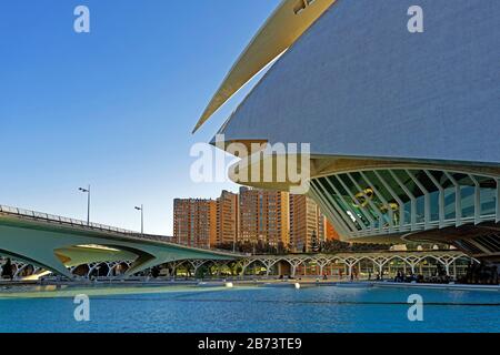 Spagna, Valencia, Valencia, Ciutat de les Arts i les Ciénci Ciutat de les Arts i les Ciénci città delle arti e delle scienze, edifici, Palau de les Foto Stock