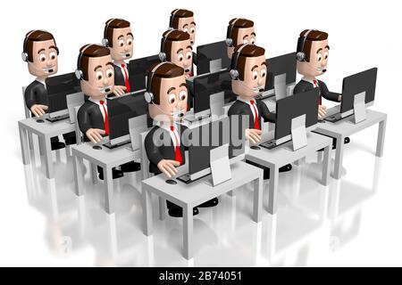 Uomini d'affari 3D che lavorano sui computer Foto Stock