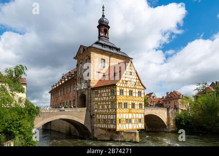 Il vecchio municipio di Bamberg, Germania Foto Stock