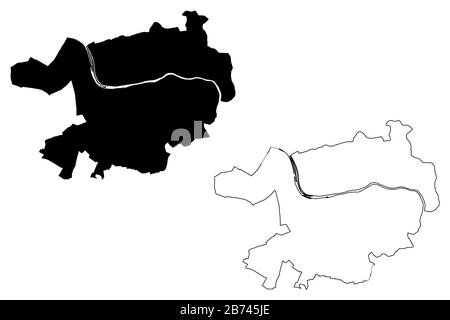 Heidelberg City (Repubblica federale di Germania, Baden-Wurttemberg) mappa illustrazione vettoriale, schizzo di ciottoli Città di Heidelberg mappa Illustrazione Vettoriale