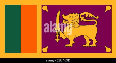 Bandiera dello Sri Lanka - Sri Lanka standard ratio bandiera - modalità colore RGB vero Foto Stock