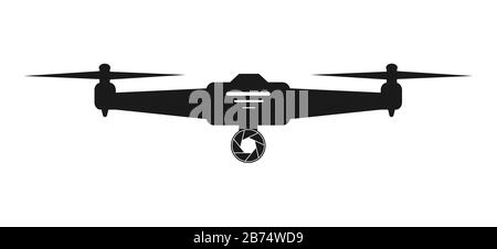 Semplice icona vettoriale di un drone con una fotocamera. Design semplice e piatto per applicazioni e siti Web. Illustrazione Vettoriale