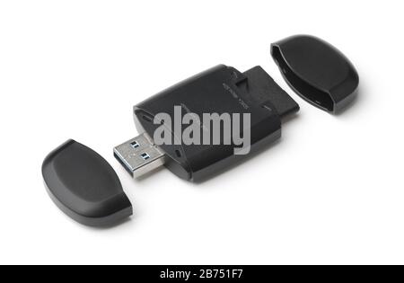 Lettore di schede USB isolato su bianco Foto Stock