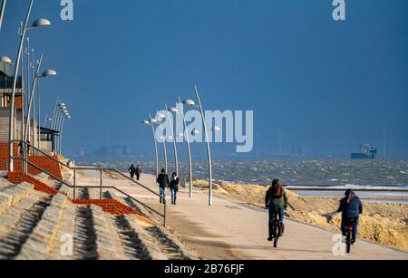 Nordseeinsel Borkum, Uferpromenade Am Westende Der Insel, Ostfriesland, Niedersachsen, Deutschland, Foto Stock