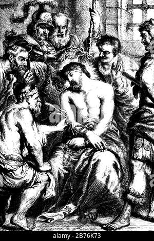 Cristo Incoronato con La pittura Delle Spine è comunemente usato per altri dipinti, disegno di linea vintage o illustrazione di incisione. Illustrazione Vettoriale