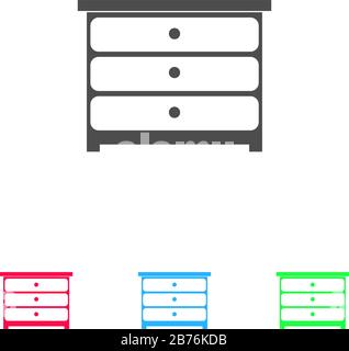 Icona commode piatta. Pittogramma a colori su sfondo bianco. Simbolo di illustrazione vettoriale e icone bonus Illustrazione Vettoriale