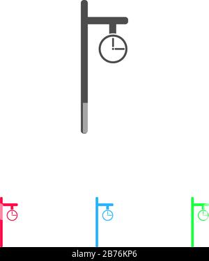 Icona dell'orologio da strada piatta. Pittogramma a colori su sfondo bianco. Simbolo di illustrazione vettoriale e icone bonus Illustrazione Vettoriale