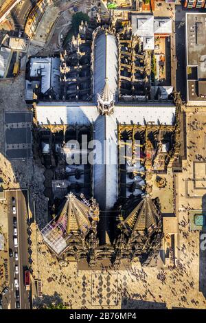 , Cattedrale di Colonia, 17.05.2014, veduta aerea, Germania, Renania Settentrionale-Vestfalia, Colonia Foto Stock