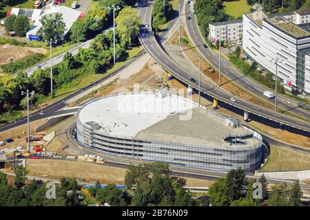 , nuova rampa di parcheggio costruita all'Heerdter Dreieck a Duesseldorf, 16.08.2012, vista aerea, Germania, Nord Reno-Westfalia, basso Reno, Dusseldorf Foto Stock