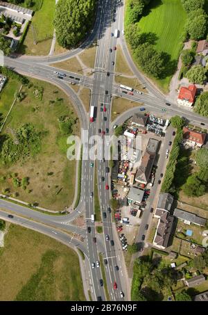 , autostrada federale 224, incrocio con L633 a Bottrop, 09.05.2011, vista aerea, Germania, Renania settentrionale-Vestfalia, Ruhr Area, Bottrop Foto Stock