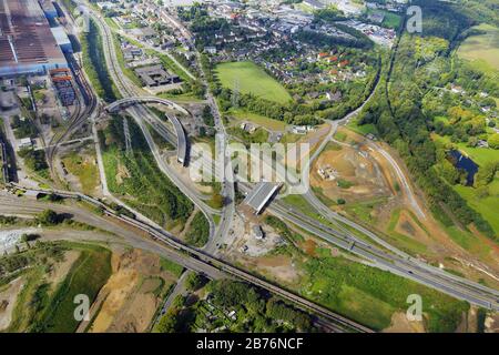 Cantiere della autobahn 40 / A 448 a Bochum-Stahlhausen, 29.08.2008, vista aerea, Germania, Nord Reno-Westfalia, Ruhr Area, Bochum Foto Stock