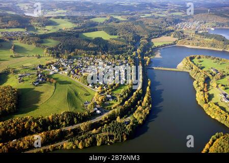 , Bigge lago a Eichhagen, 22.10.2008, vista aerea, Germania, Nord Reno-Westfalia, Sauerland, Eichhagen Foto Stock