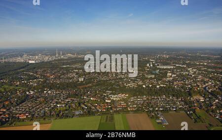 , Città di Marl, Parco chimico sullo sfondo, 14.10.2011, vista aerea, Germania, Nord Reno-Westfalia, Ruhr Area, Marl Foto Stock