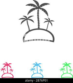 Palm Island - icona di viaggio appartamento. Pittogramma a colori su sfondo bianco. Simbolo di illustrazione vettoriale e icone bonus Illustrazione Vettoriale
