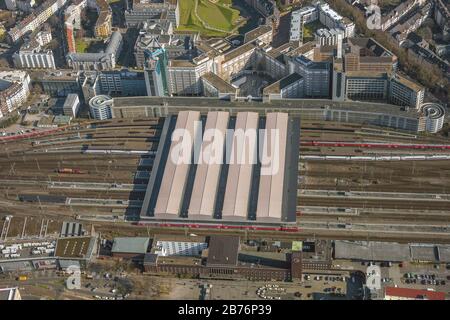 , stazione principale di Dusseldorf, 19.03.2012, vista aerea, Germania, Nord Reno-Westfalia, basso Reno, Dusseldorf Foto Stock