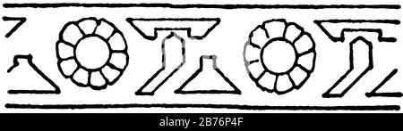 Il design persiano è stato forte nella lavorazione dei metalli e nella scultura, l'arte delle civiltà vicine è stata molto importante, vintage line drawing o e. Illustrazione Vettoriale