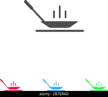 Icona della padella piatta. Pittogramma a colori su sfondo bianco. Simbolo di illustrazione vettoriale e icone bonus Illustrazione Vettoriale