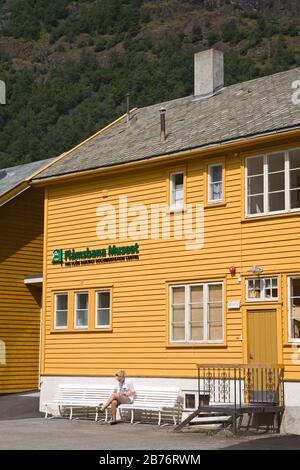 Museo Flamsbana, Villaggio Flam, Sognefjorden, Fiordi Occidentali, Norvegia, Scandinavia Foto Stock