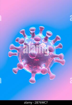 Particella di coronavirus, illustrazione. Diversi ceppi di coronavirus sono responsabili di malattie come il raffreddore comune, la gastroenterite e la SARS (s Foto Stock