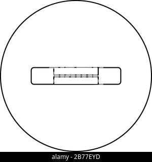 Simboli del circuito del fusibile elettrico protezione da sovraccarico icona dell'elemento Fusibile in cerchio contorno rotondo nero colore illustrazione vettoriale stile piatto semplice immagine Illustrazione Vettoriale