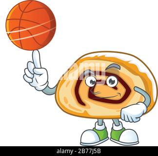 Attraente disegno cartoon swiss roll con basket Illustrazione Vettoriale