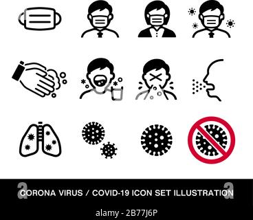 Set di illustrazioni vettoriali relative al virus Corona (covid-19 ) Illustrazione Vettoriale