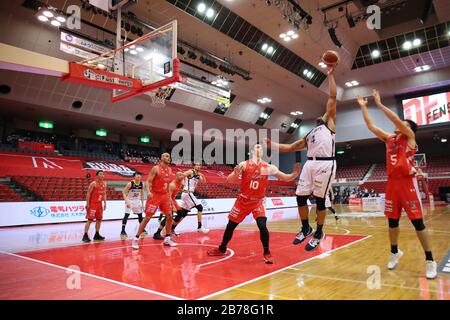 Funabashi Arena, Chiba, Giappone. 14 Marzo 2020. Vista generale, 14 MARZO 2020 - Pallacanestro : 2019-20 B.LEAGUE B1 gioco tra Chiba Jets 80-88 Utsunomiya Brex alla Funabashi Arena, Chiba, Giappone. Credit: Yutaka/AFLO SPORT/Alamy Live News Foto Stock