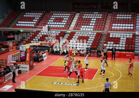 Funabashi Arena, Chiba, Giappone. 14 Marzo 2020. Vista generale, 14 MARZO 2020 - Pallacanestro : 2019-20 B.LEAGUE B1 gioco tra Chiba Jets 80-88 Utsunomiya Brex alla Funabashi Arena, Chiba, Giappone. Credit: Yutaka/AFLO SPORT/Alamy Live News Foto Stock