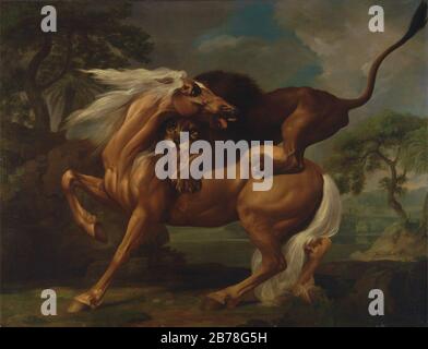 George Stubbs - un Leone Che Attacca un cavallo Foto Stock