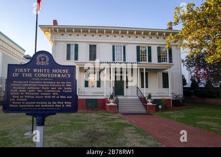 La prima Casa Bianca della Confederazione mentre la capitale degli Stati Confederati d'America era a Montgomery, Alabama. Foto Stock