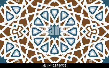 Piastrelle etniche arabe, mosaico vettoriale senza cuciture pattern. Illustrazione Vettoriale