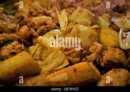 Pollo piccante coreano fritto con salsa Dak-galbi Foto Stock